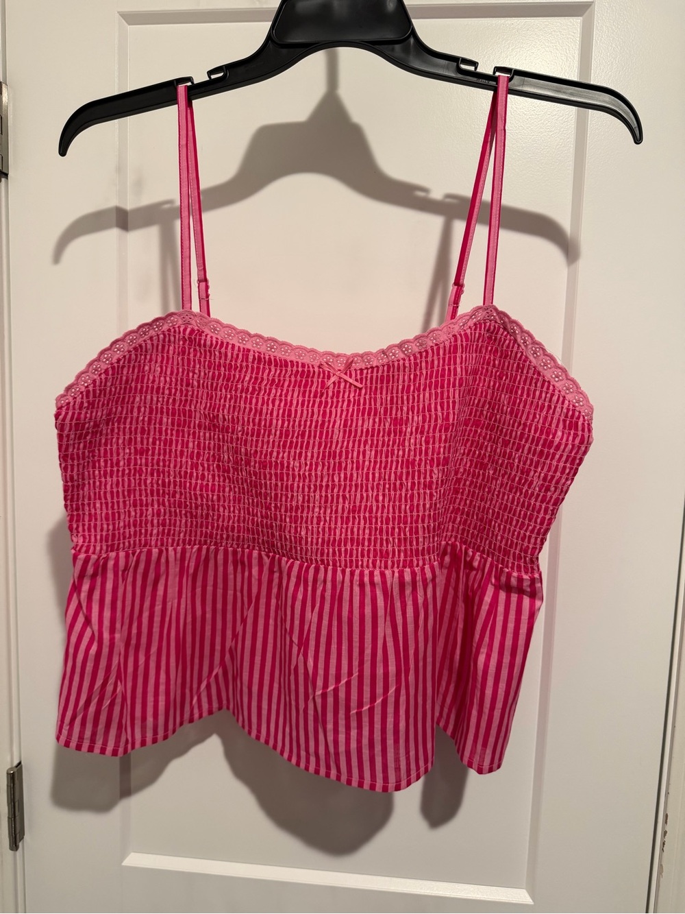 Hot Pink Smocked Striped baby doll Tank